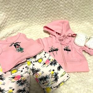 18” Doll ”Hang Ten” Embroidered Capri, Jacket, & Tank Set